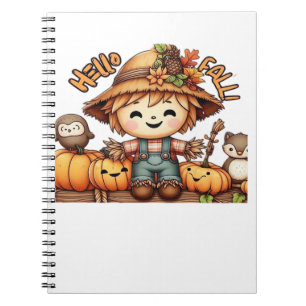 Süßer Herbst-Vogelscheuche mit Kürbissen Oversized Notizblock