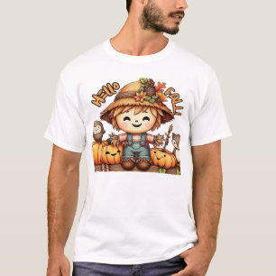 Süßer Herbst-Vogelscheuche mit Kürbissen Oversized T-Shirt