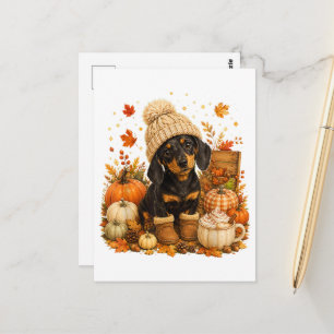 Süßer Herbst Wiener Hund Thanksgiving Postkarte
