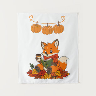 Süßer Herbstfuchs und Kürbisse  Wandteppich