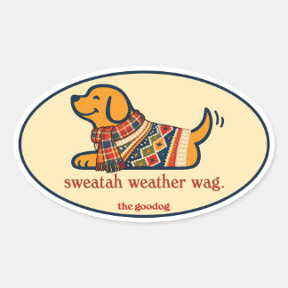 Süßer Herbstpullover-Hund Ovaler Aufkleber