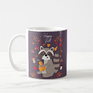 Süßer Herbstwaschbär mit individuellem Text  Kaffeetasse