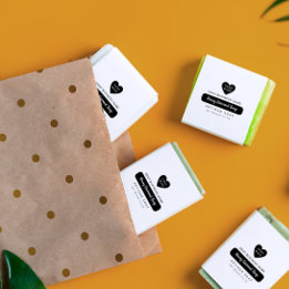 Süßer Herz Handgefertigter Produktname in Schrift Gummistempel
