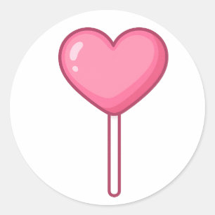 Süßer Herz-Lutscher – Kawaii-Candy-Aufkleber Runder Aufkleber