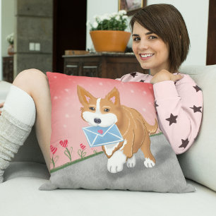 Süßer Herzbrief geliefert von Corgi Kissen