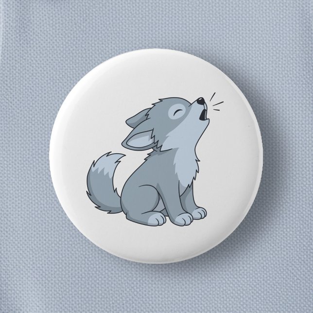 Süßer heulender Wolfswelpe Button (Von Creator hochgeladen)
