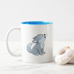 Süßer heulender Wolfswelpe Zweifarbige Tasse