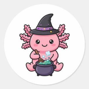 Süßer Hexen Axolotl Halloween Aufkleber