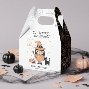 Süßer Hexen-Trick oder Treat Halloween Schwarz ID1 Geschenkschachtel