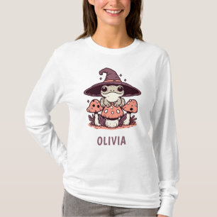 Süßer Hexenfrosch auf Pilzen T-Shirt