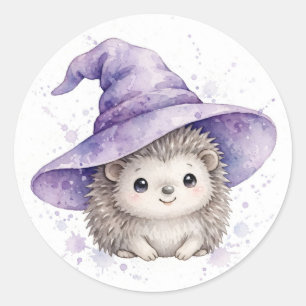 Süßer Hexenhut für Igel Runder Aufkleber