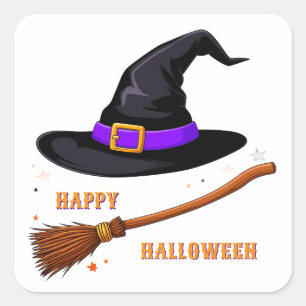 Süßer Hexenhut Halloween-Aufkleber Magie 🧙 Quadratischer Aufkleber