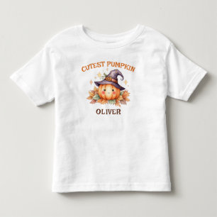 Süßer Hexenkürbis mit Herbstlaub Kleinkind T-shirt