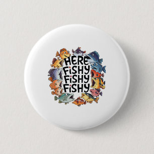 Süßer Hier-fischiger Lustiger Angler Kinder Kleink Button