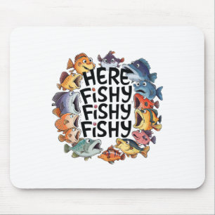 Süßer Hier-fischiger Lustiger Angler Kinder Kleink Mousepad