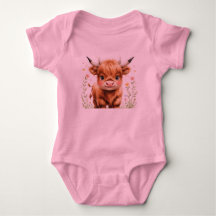 Süßer Highland-Kuh-Baby-Body