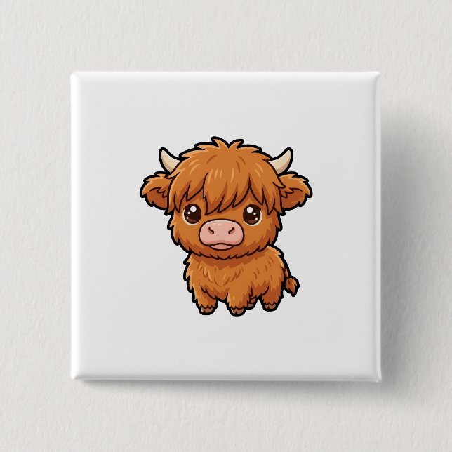 Süßer Highland-Kuh-Knopf Button (Vorderseite)
