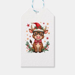 Süßer Highland-Kuh-Liebhaber-Santa-Hut Western Wei Geschenkanhänger