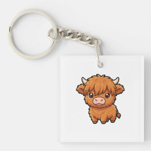 Süßer Highland-Kuhbaby-Acrylschlüsselanhänger Schlüsselanhänger
