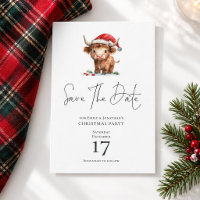 Süßer Highland-Rind Weihnachten Save-the-Date