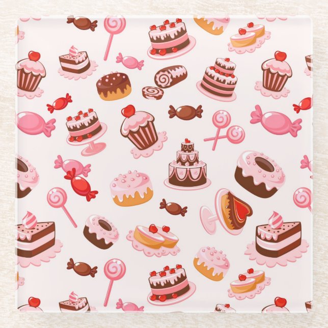 Süßer Hintergrund Glasuntersetzer (Vorderseite)