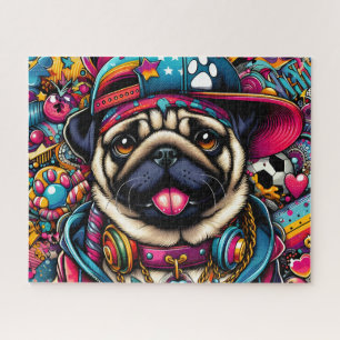 Süßer Hip-Hop-Mops Puzzle
