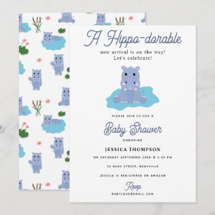 Süßer Hippopotamus Hippo-dorable Baby Shower Einladung