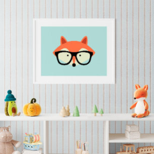 Süßer Hipster Rotfuchs Poster