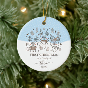 Süßer Hirsch Erstes Weihnachten Familie Mit 3 Keramik Ornament