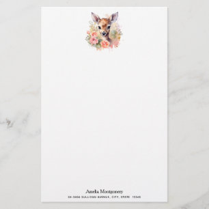 Süßer Hirsch von Rosen umgeben Briefpapier