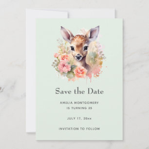 Süßer Hirsch von Rosen umgeben Save The Date