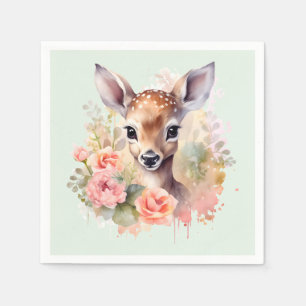 Süßer Hirsch von Rosen umgeben Serviette