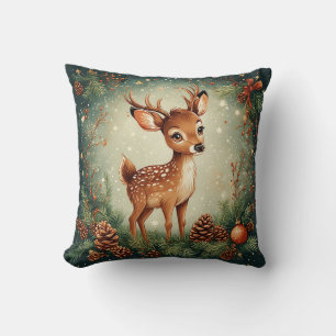 🦌 Süßer Hirsch-Weihnachtskranz Freude Kissen