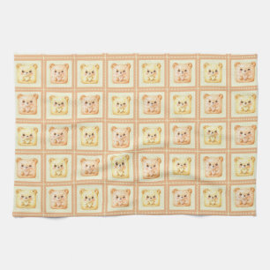 Süßer Honig-Patchwork-Keks-Teddybär Geschirrtuch