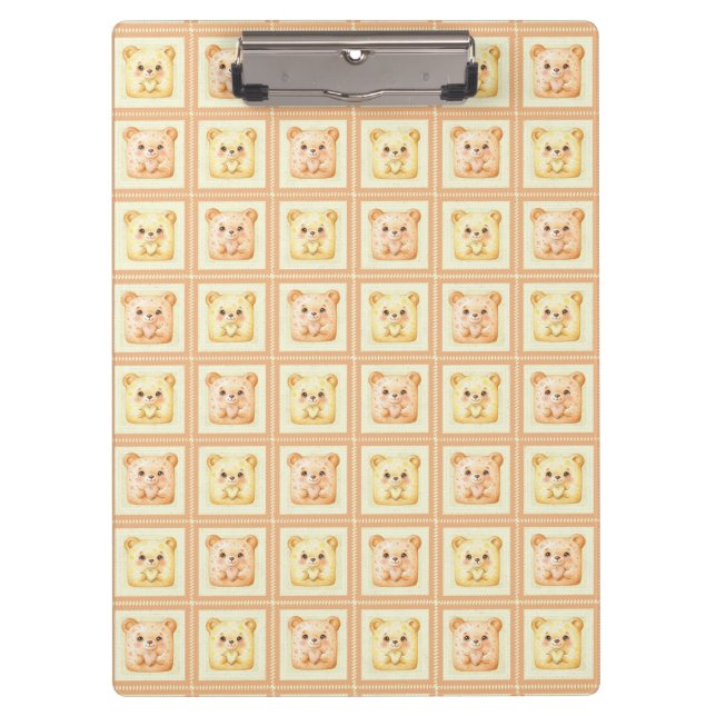 Süßer Honig-Patchwork-Keks-Teddybär Klemmbrett (Vorderseite)