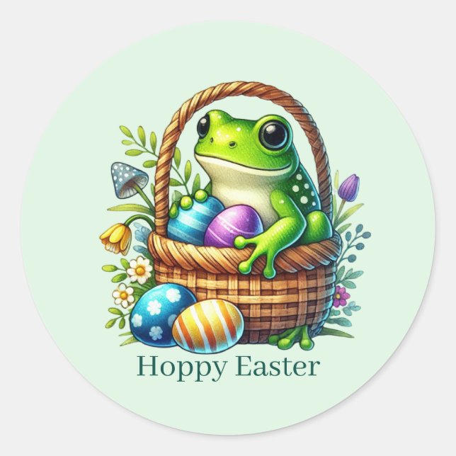 Süßer hoppender Osterfrosch Runder Aufkleber (Vorderseite)