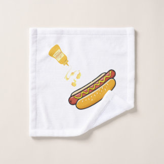 Süßer Hot Dog & Senfglas Waschlappen