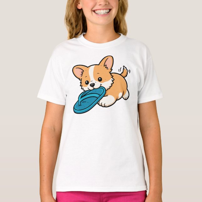 Süßer Hund Beißt Pantoffel T-Shirt (Vorderseite)