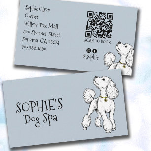 Süßer Hund Blau Grooming Spa QR Code Visitenkarte