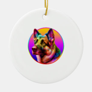SÜSSER HUND BUNTE REGENBOGEN KERAMIK ORNAMENT