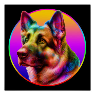 SÜSSER HUND BUNTER REGENBOGEN POSTER