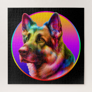 SÜSSER HUND BUNTER REGENBOGEN PUZZLE