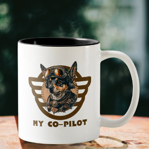 Süßer Hund Co-Pilot, Cool Pet-Tier, Luftfahrt Zweifarbige Tasse