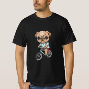 süßer Hund fährt Fahrrad und trägt Kleidung, lusti T-Shirt