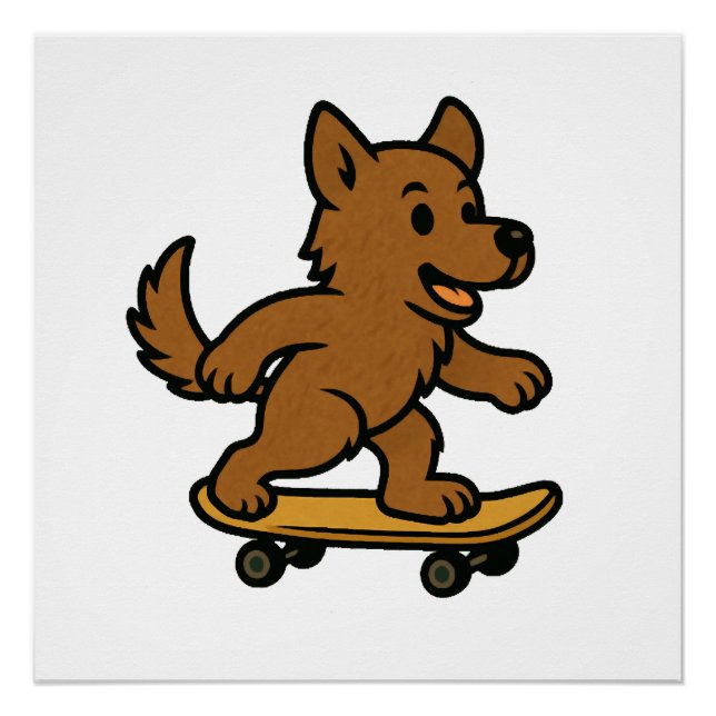 Süßer Hund fährt Skateboard Poster (Vorderseite)