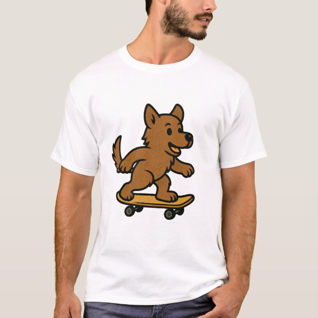 Süßer Hund fährt Skateboard T-Shirt (Vorderseite)
