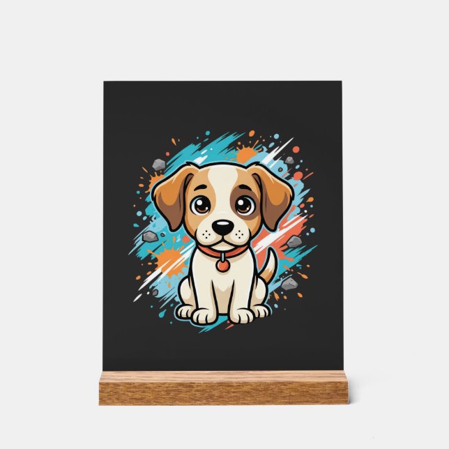 Süßer Hund Farb-Spritzer Vektor Kunst_1 Acrylschild (Vorderseite)