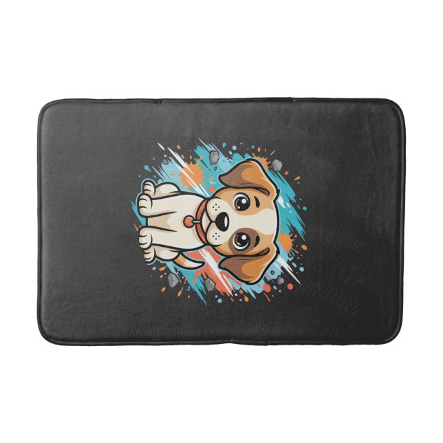 Süßer Hund Farb-Spritzer Vektor Kunst_1 Badematte (Vorderseite)