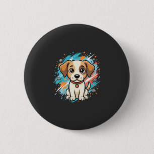 Süßer Hund Farb-Spritzer Vektor Kunst_1 Button