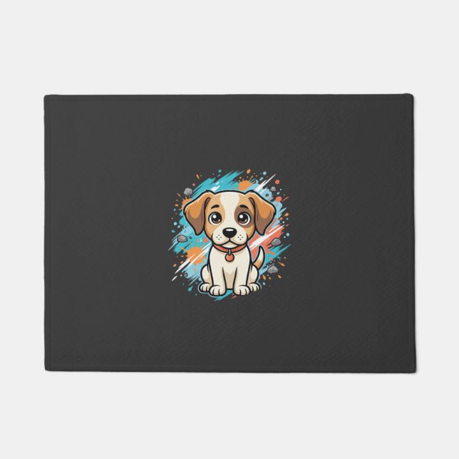 Süßer Hund Farb-Spritzer Vektor Kunst_1 Fußmatte (Vorderseite)